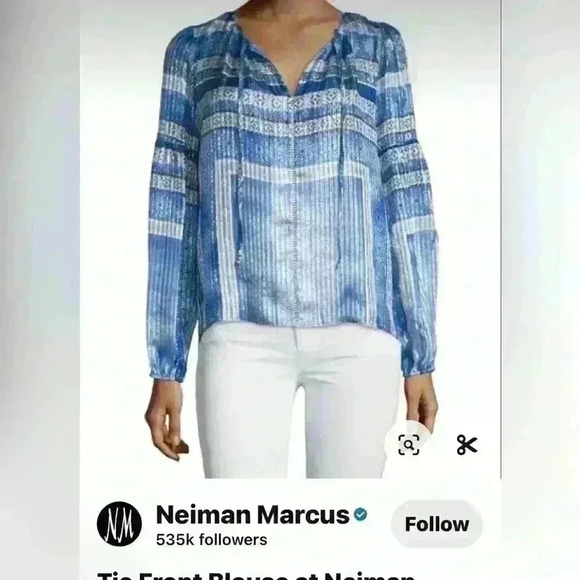 Womens Tie Front Silk Blouse by Parker Size Medium - Picture 2 of 9